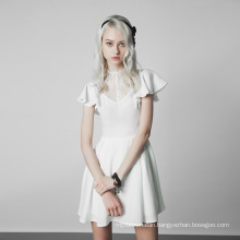 OPQ-333  PUNK RAVE  Gothic Lace Stitching V-collar Dress casual dress women